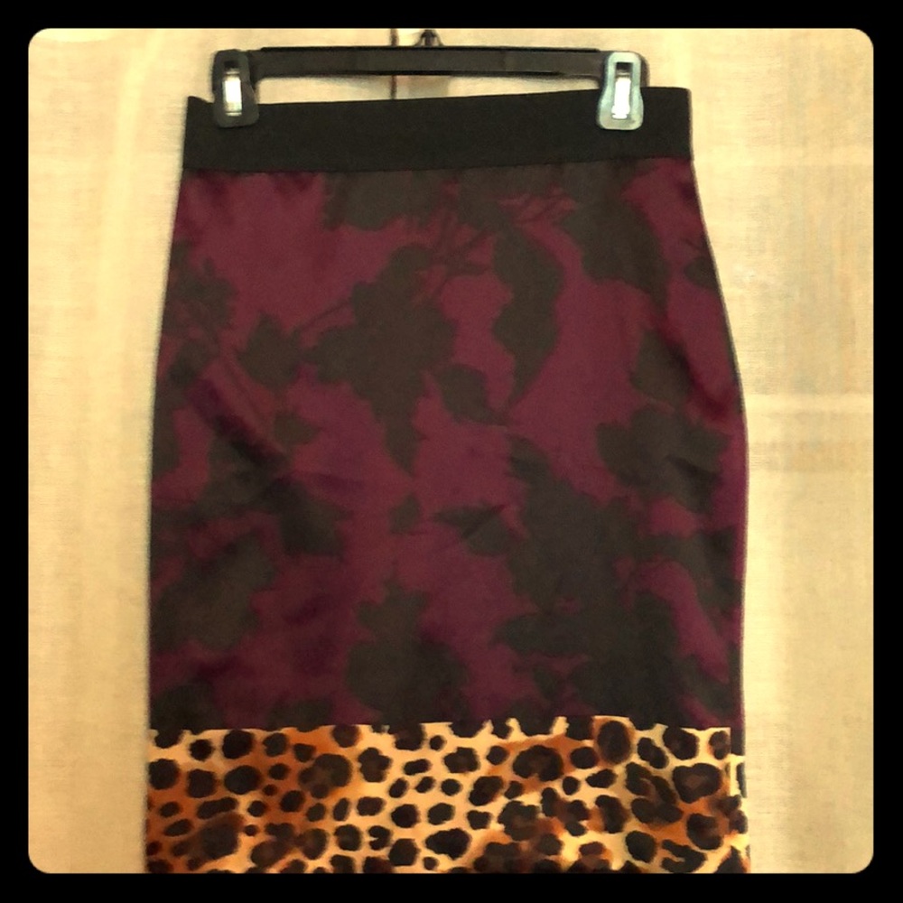 Pencil skirt leopard and purple satin